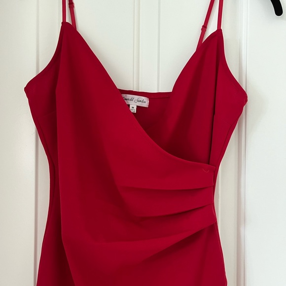 Red Emerald Sundae tulip skirt faux wrap dress - Picture 4 of 13